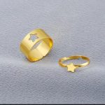2pc Golden Trendy Star Couple Ring - 4