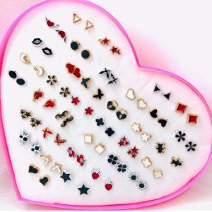 36 Pairs Of Random Beautiful studs Silicon Back With Back Stoppe