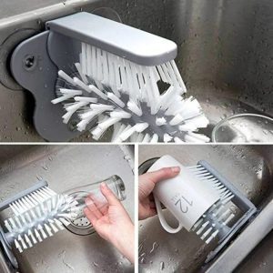 Glass Washer With Double Sided Bristle_brush, Glass Cup Brush Cleaner With Suction Cups