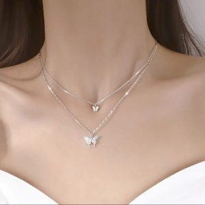 Multi Layer Diamond Butterfly Chain For Girls – Trendy Beautiful Look