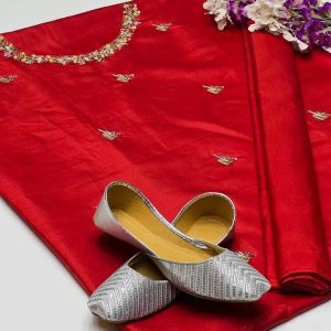 3pc Indian Katan Silk Suit (red)