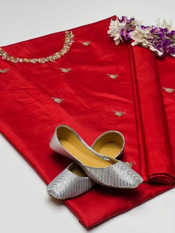 3pc Indian Katan Silk Suit (red)